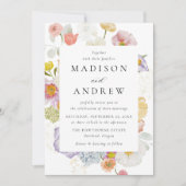 Colorful Watercolor Wildflower Wedding Kaart (Voorkant)
