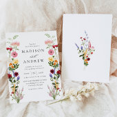 Colorful Watercolor Wildflower Wedding Kaart