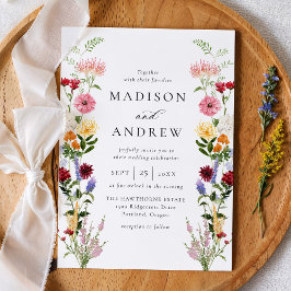 Colorful Watercolor Wildflower Wedding Kaart