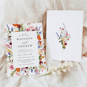 Colorful Watercolor Wildflower Wedding Kaart