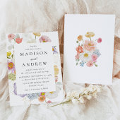 Colorful Watercolor Wildflower Wedding Kaart