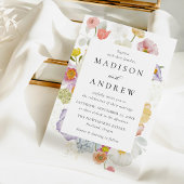 Colorful Watercolor Wildflower Wedding Kaart