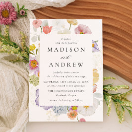 Colorful Watercolor Wildflower Wedding Kaart