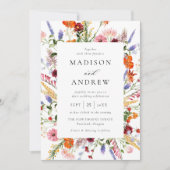Colorful Watercolor Wildflower Wedding Kaart (Voorkant)