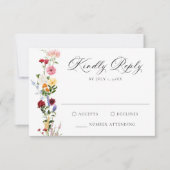 Colorful Watercolor Wildflower Wedding RSVP Kaartje (Voorkant)