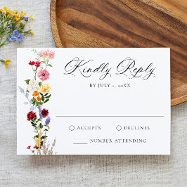 Colorful Watercolor Wildflower Wedding RSVP Kaartje