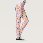 Colorful Watercolor Wildflowers Floral Pattern Leggings (Rechts)