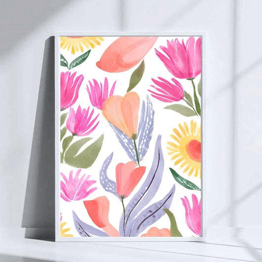 Colorful Watercolor Wildflowers | Hand Painted Poster