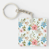 Colorful Watercolor Wildflowers Pattern Sleutelhanger (voorkant)