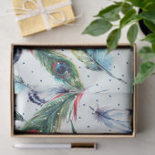 Colorful WatercolorPheasant Feathers Pattern Tissuepapier (Geschenk)