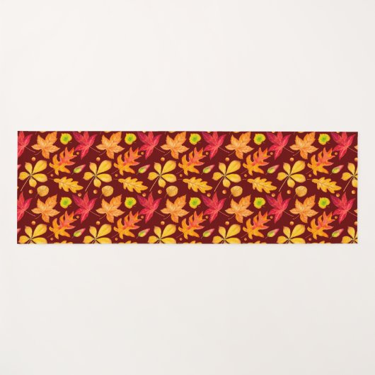 Colorful Waterverf Autumn Leaves Yogamat (Voorkant (horizontaal))
