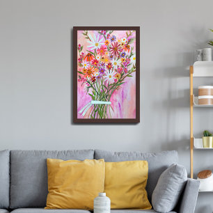 Colorful Waterverf Bouquet Daisies Art Poster