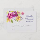 Colorful Waterverf Bouquet Wedding RSVP (Voorkant / Achterkant)