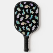 Colorful Waterverf Bunnies Pattern on Black Pickleball Paddle (Achterkant)