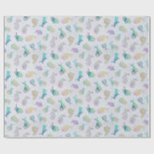 Colorful Waterverf Bunnies Pattern on White Cadeaupapier (Vlak)