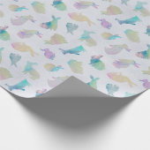 Colorful Waterverf Bunnies Pattern on White Cadeaupapier (Hoek)