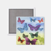 Colorful waterverf butterflies illustratie magneet (Voorkant / Achterkant)