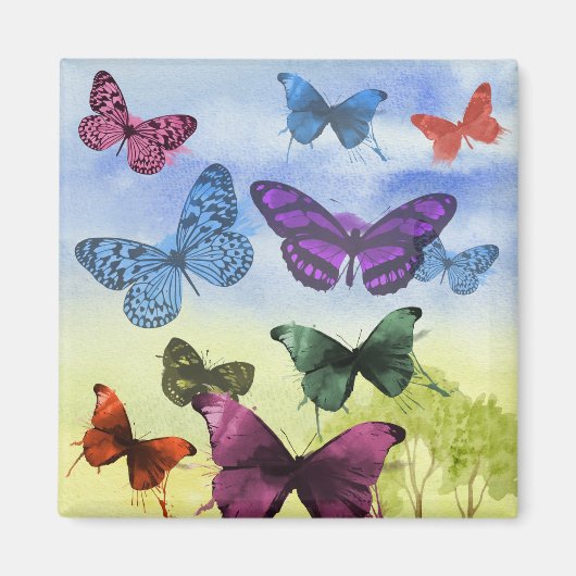 Colorful waterverf butterflies illustratie magneet (Voorkant)