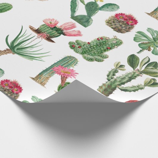 Colorful Waterverf Cactus & Succulents Flowers Cadeaupapier (Hoek)