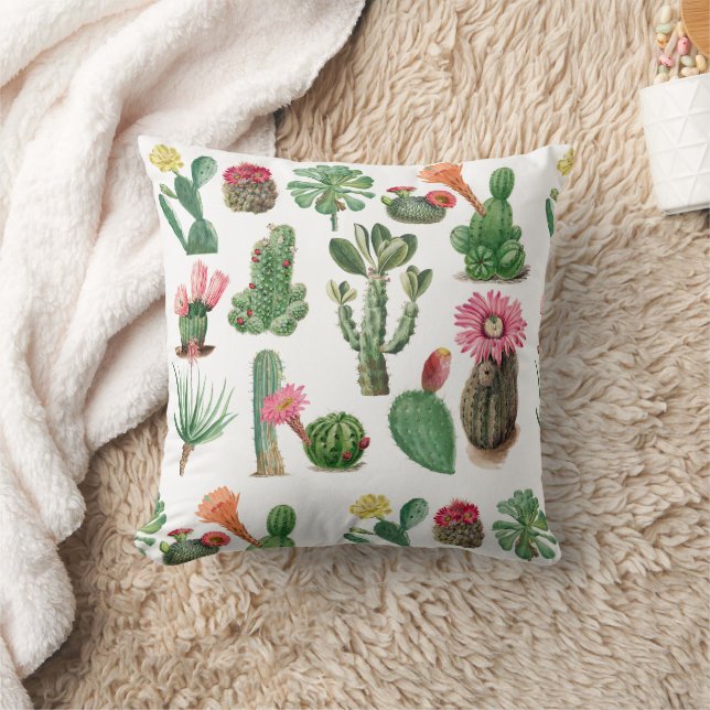 Colorful Waterverf Cactus & Succulents Flowers Kussen (Deken)