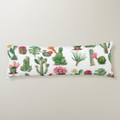Colorful Waterverf Cactus & Succulents Flowers Lichaamskussen (Achterkant)