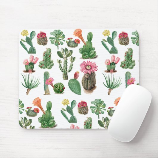 Colorful Waterverf Cactus & Succulents Flowers Muismat (Met muis)