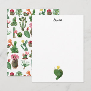 Colorful Waterverf Cactus & Succulents Flowers Notitiekaartje