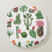 Colorful Waterverf Cactus & Succulents Flowers Rond Kussen (Achterkant)