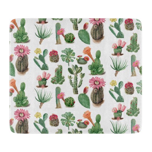 Colorful Waterverf Cactus & Succulents Flowers Snijplank (Voorkant)
