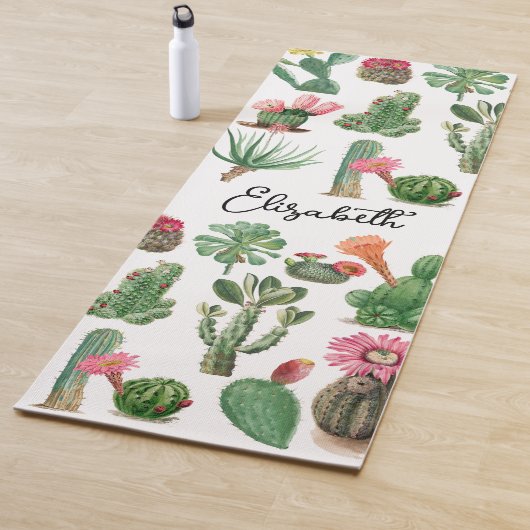 Colorful Waterverf Cactus & Succulents Flowers Yogamat (In situ)