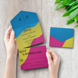 Colorful waterverf chic All in One Wedding Invite All In One Uitnodiging