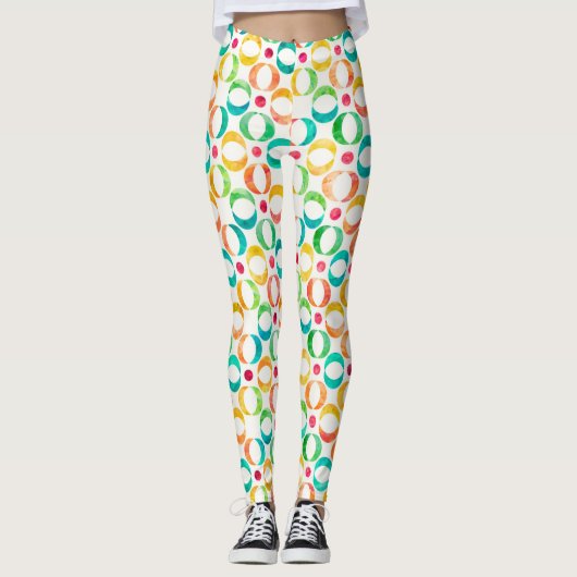Colorful Waterverf Circles Patroon Leggings (Voorkant)