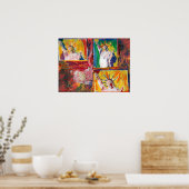 Colorful waterverf Collage Vrijheidsbeeld Poster (Keuken)