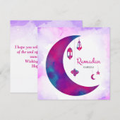 Colorful Waterverf Crescent Ramadan Kareem Feestdagenkaart (Voorkant / Achterkant)