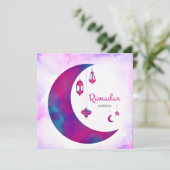 Colorful Waterverf Crescent Ramadan Kareem Feestdagenkaart (Staand voorkant)