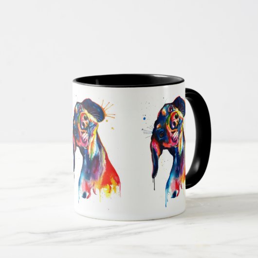Colorful Waterverf Dachshund Mok (Voorkant rechts)