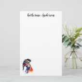 Colorful Waterverf Dachshund Stationery Briefpapier (Staand voorkant)