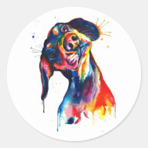 Colorful Waterverf Dachshund Sticker