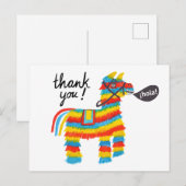 Colorful Waterverf Donkey Piñata BEDANKT U Briefkaart (Voorkant / Achterkant)