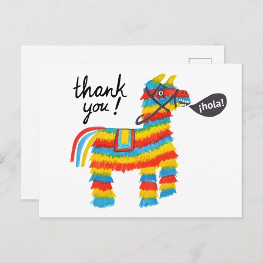 Colorful Waterverf Donkey Piñata BEDANKT U Briefkaart (Voorkant / Achterkant)