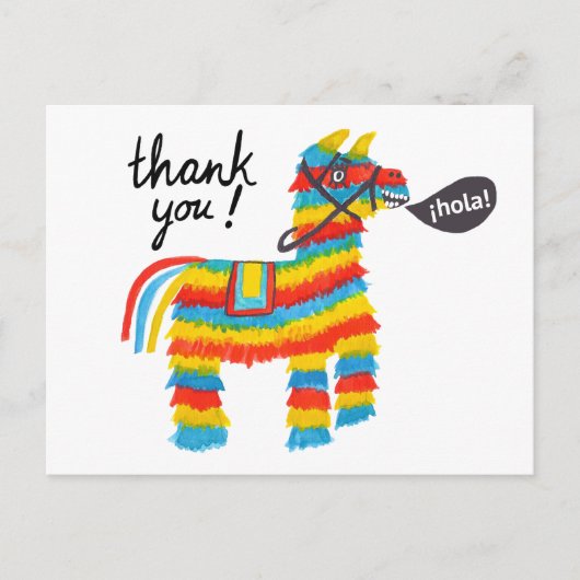 Colorful Waterverf Donkey Piñata BEDANKT U Briefkaart (Voorkant)