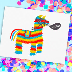 Colorful Waterverf Donkey Piñata Briefkaart