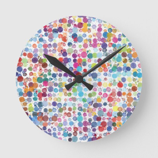 Colorful Waterverf Dot Pattern Ronde Klok (Voorkant)