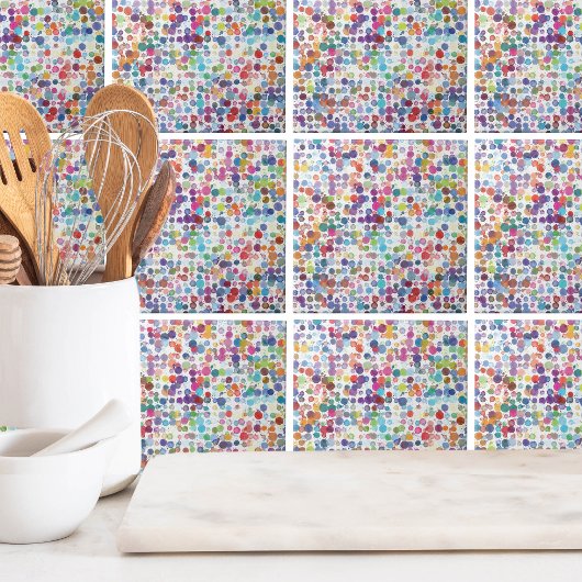 Colorful Waterverf Dot Pattern Tegeltje
