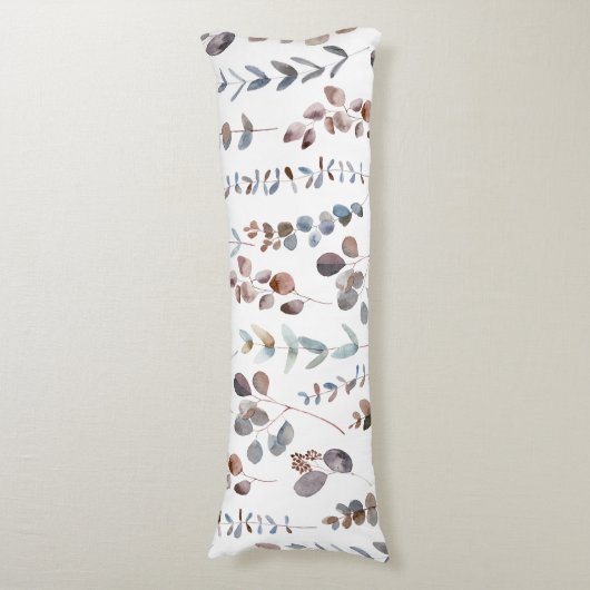 Colorful Waterverf Eucalyptus Leaves Patroon Lichaamskussen (Voorkant Verticaal)