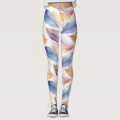 Colorful Waterverf Feathers Leggings (Voorkant)