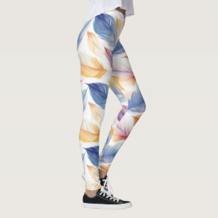 Colorful Waterverf Feathers Leggings