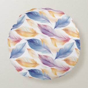Colorful Waterverf Feathers Rond Kussen