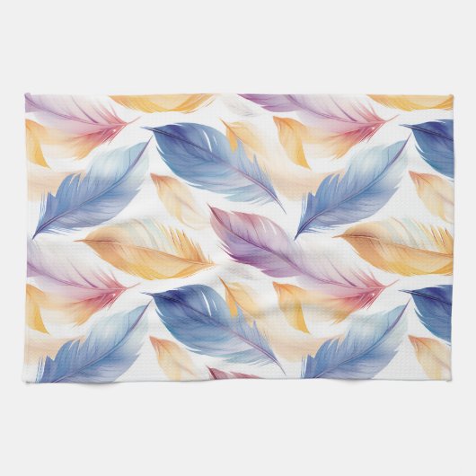 Colorful Waterverf Feathers Theedoek (Horizontaal)