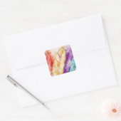 Colorful Waterverf Feathers Vierkante Sticker (Envelop)